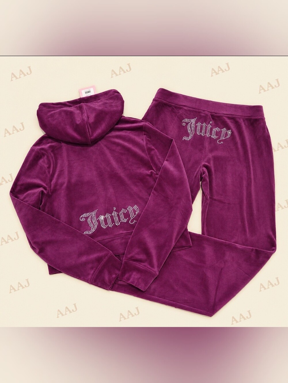Juicy Couture Violet Sunset Velour Zip Hoodie & Pants Set - L